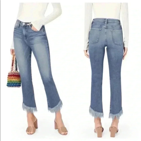 Frame le high straight frayed hem jeans 24 - Picture 1 of 6